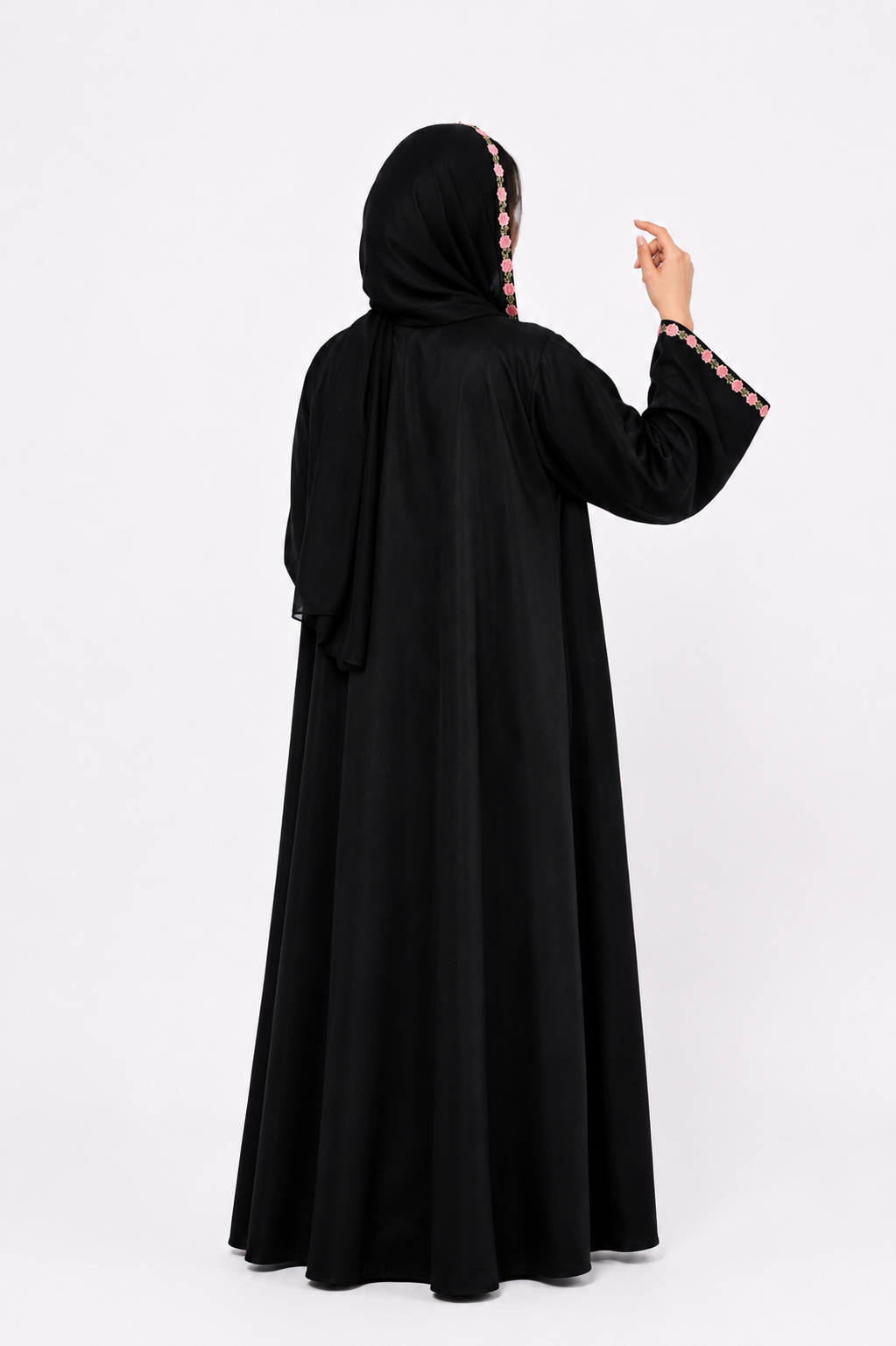 عباية حنين ورد  بلون بنك H33