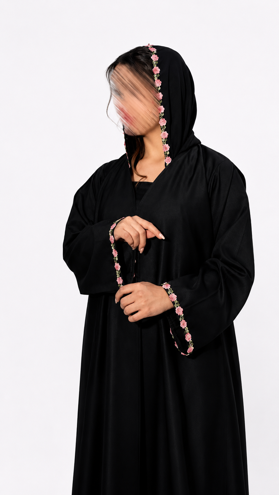 عباية حنين ورد  بلون بنك H33