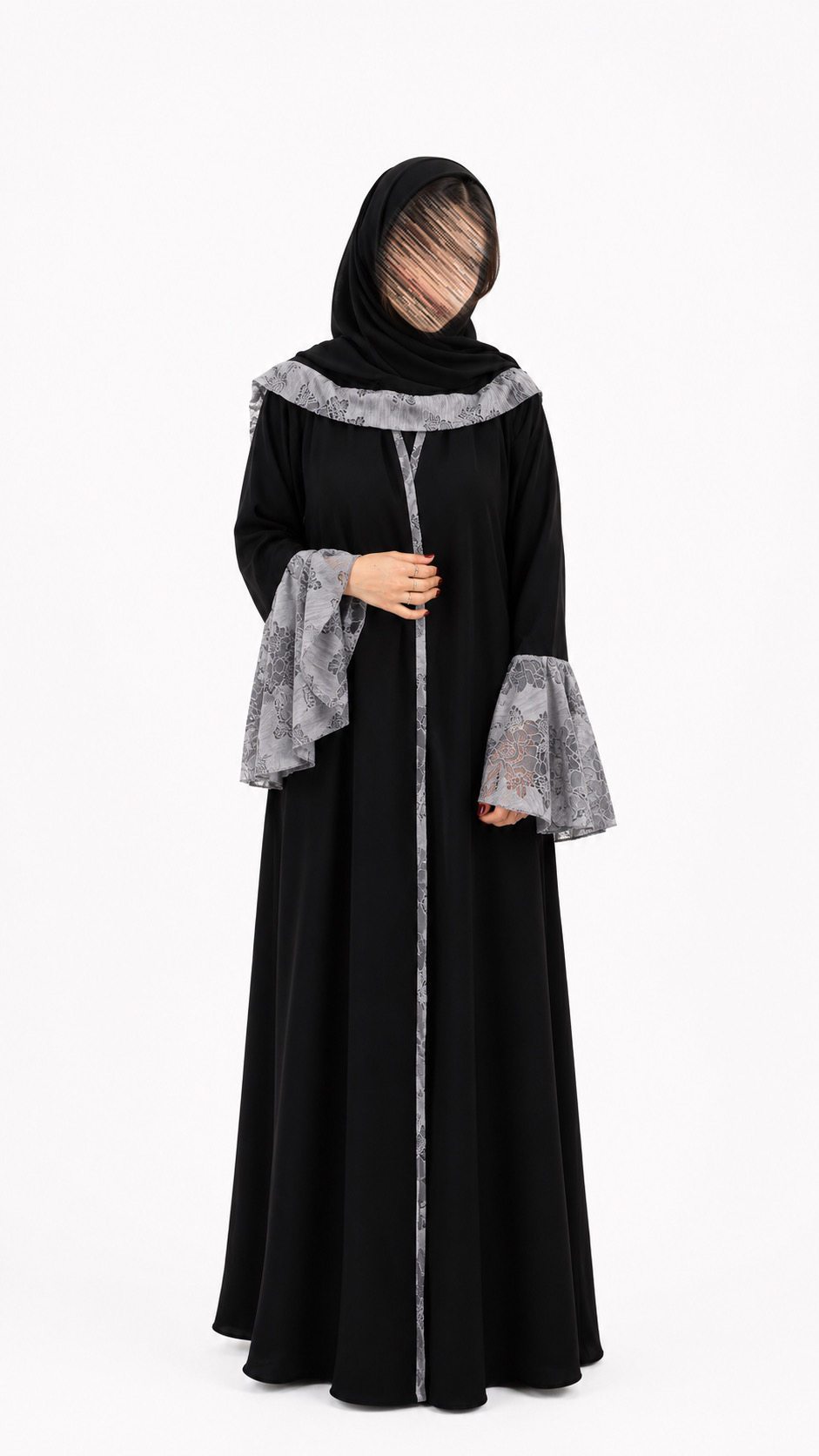 عباية سوداء مع سماوي S22