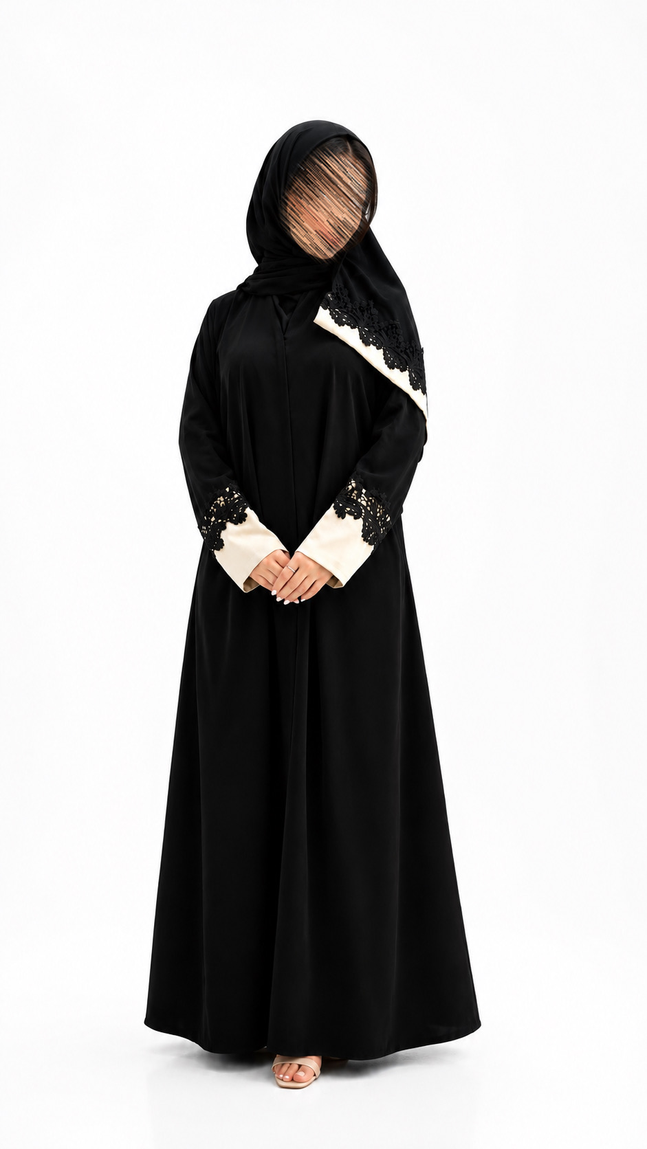 عباية اسود مع بيج D16